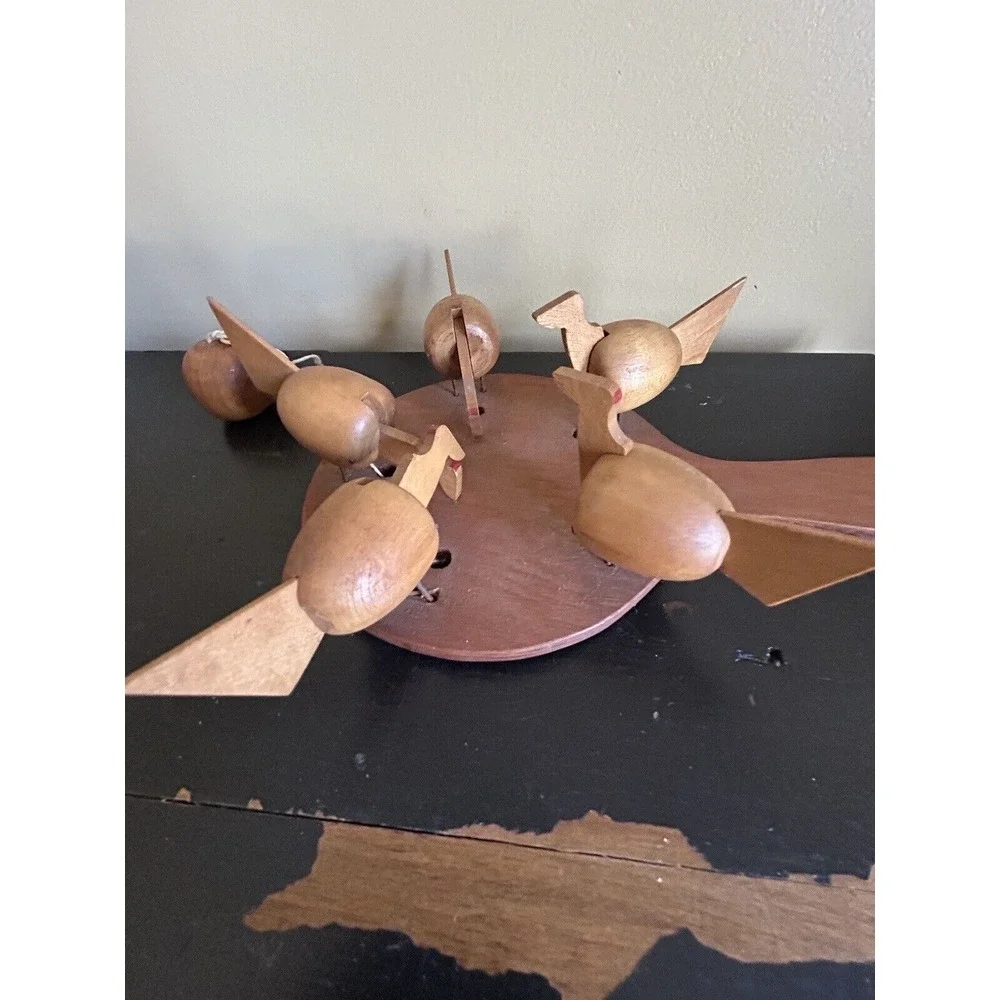 Vintage Wooden Pecking Chickens Movable‎ Toy